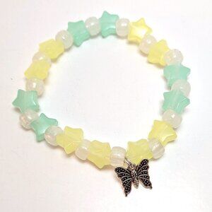 Handmade VTG 90s Star Butterfly Bracelet Kawaii Pastel Preppy Glow in the Dark